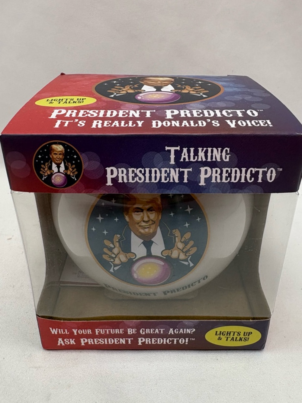 Trump Talking President Predicto Fortune Telling Ball - NEW - Lights Up & Talks